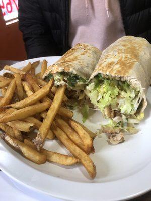 Chicken Burrito with Fries and a drink! So good