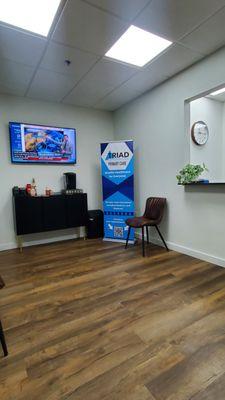 Waiting room has coffee and water while you wait to be seen, which isn't long at all.