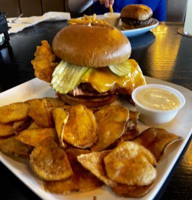 Firecracker Fish Sandwich with Homemade Chips & Ranch.