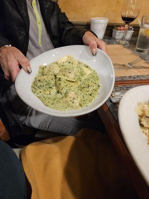 Ravioli Bolognese with Beef and Pesto Sauce