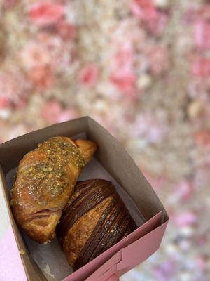 Pistachio raspberry croissant