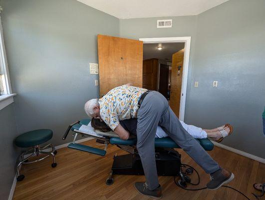 Dr. Kohler with a patient doing a Chiropractic Adjustment.