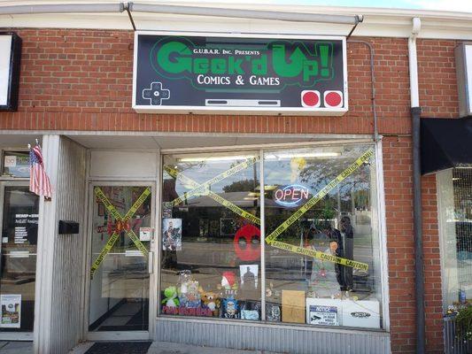 Storefront decorated for Halloween!