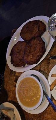 Potatoes latkes with apple sauce