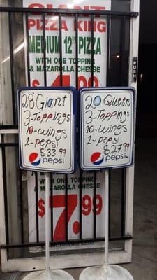 Specials posted outside