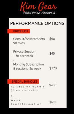 Price sheet