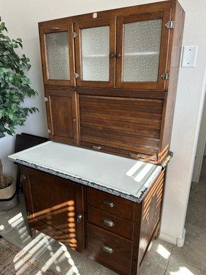 Restored 1915 cabinet. It looks amazing. And yes I wanted the patina left as per the original.