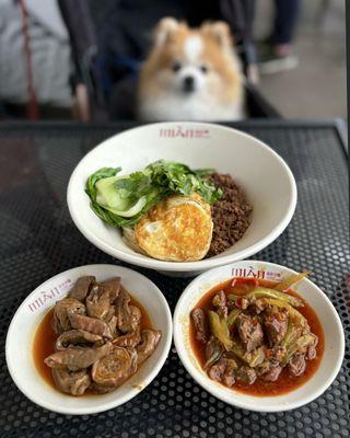 成都雜醬面 Chengdu Zajiang Noodles ($12.99), 肥腸 Intestine ($6), 鸡杂 Chicken Gizzard ($6)