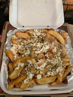 An order of Greek fries that could feed 5 people!