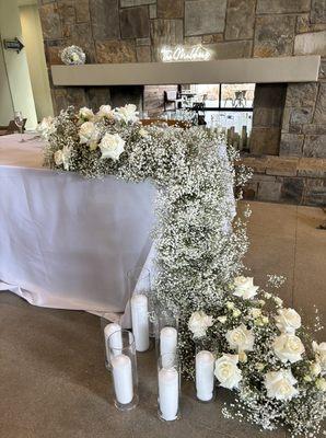 Babies Breath Wedding Sweetheart Table Install