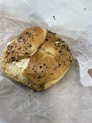 Everything bagel with Vegetable Cream Cheese