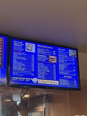 Pita and burger menu