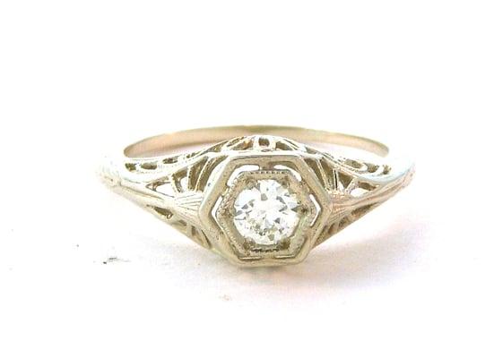 Antique Diamond Filigree Engagement Ring