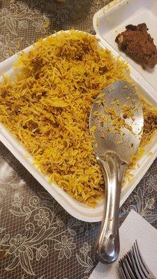 Chicken biryani ( should of just been labeled rice with it's lack of chicken)