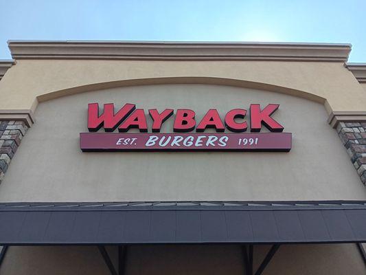 Waybacks main sign. Since 1991 has had amazing burgers!