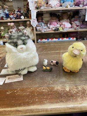 Cute lil shop sweet owner i found the chubby kitty for Kasey and the baby duck ,mini piggy, baby chicks and silkie chicken for Kaleb :)