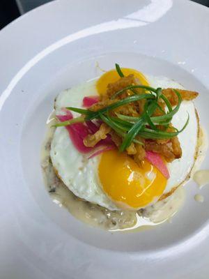 Biscuits and gravy: Homemade southern buttermilk biscuits, sausage gravy with 2 eggs your way.