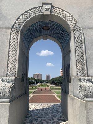 Fountain and city views