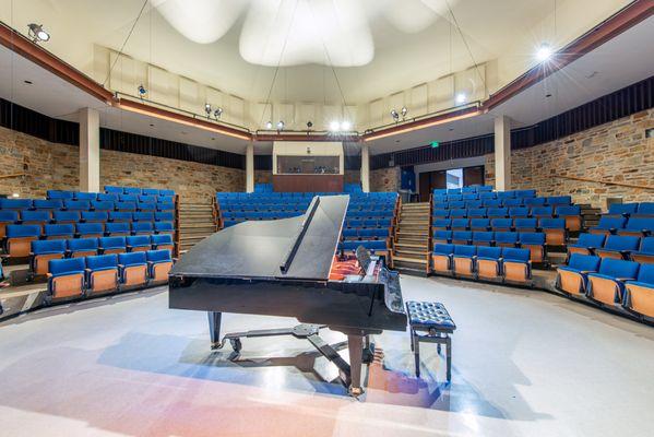 Merrick Lecture Hall piano and seating