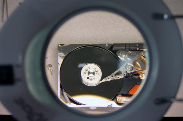 Slightly Damaged HDD opened in ACE Data Recovery Cleanroom