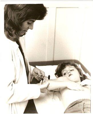 News Press photo in 1982: Kathleen Rosenbatt, first acupuncturist in Santa Barbara [since 1976].