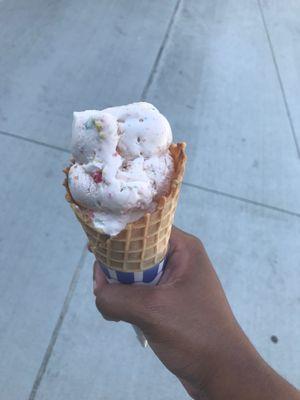 Fruity pebbles waffle cone