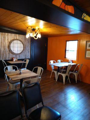 Dining area with back to the counter.