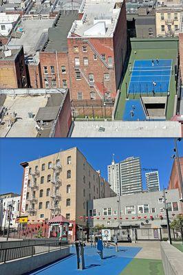 Willie Woo Woo Wong Playground, looking down at the park and looking up at home.