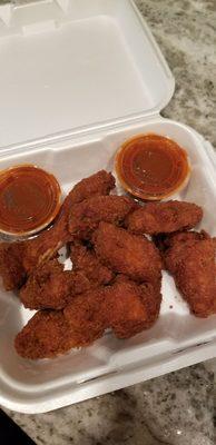 Wings with extra hot sauce.