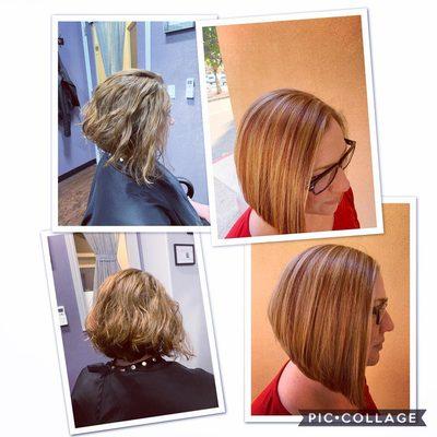 Before and after of foil and cut by Cayla @ Shear Solace #136 inside Phenix Salon Suites