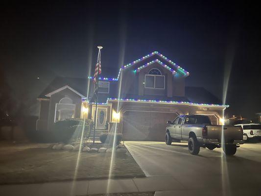 As you can see the lights above the left side of the house are not working