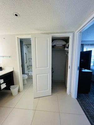 Additional Closet Space in Bathroom, Iron Board & Extra Blankets.