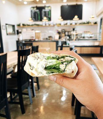 Spinach artichoke chicken wrap