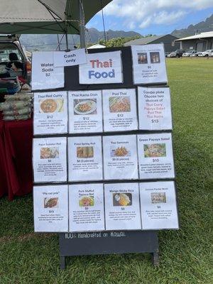 Thai food menu | cash only