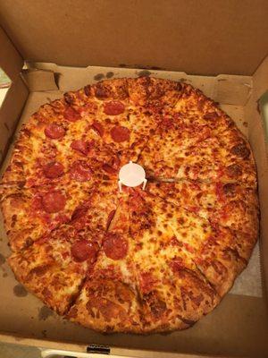 Ordered the special 1 topping pepperoni and Italian hoagie....only half has pepperoni and barely any of that.