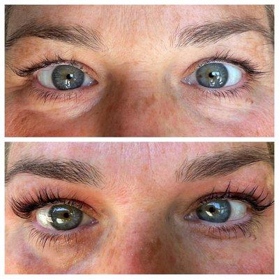 Before & after of my lash lift & tint and eyebrow wax.