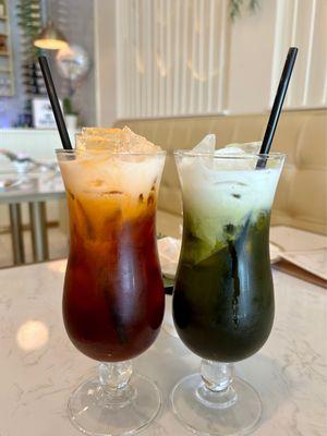 Thai iced tea and green Thai iced tea