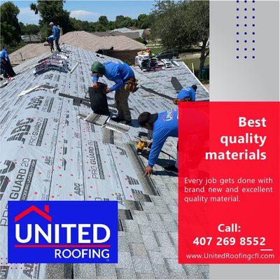 United Roofing Best quality materials.