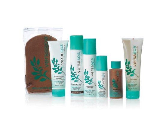 We carry Versa Spa take home products.  They are infused with Marine Algae to rejuvenate the skin and provide a beautiful tan!