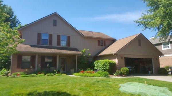 We are a siding contractor and painting contractor in Dayton Ohio. We replaced all the t1-11 wood siding and painted two coats on this home.