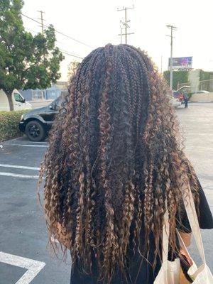 Fresh braids with crocheted waves.