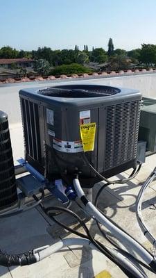 Condensing unit on roof