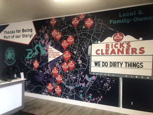 Burnet Location Mural- "Our Story"! We opened our first location in 1987 on Burnet Rd.