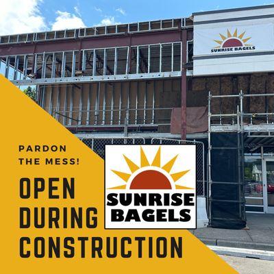 There's a lot of construction chaos in Peterkort Towne Square right now, but WE'RE OPEN and serving up bagel deliciousness! Don't let the sc