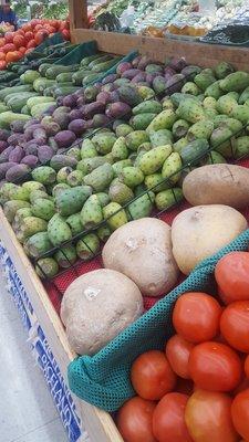 Jicama and cactus pears.