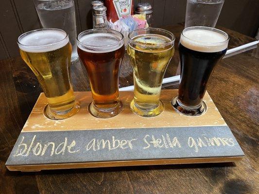 A flight of four 6oz glasses