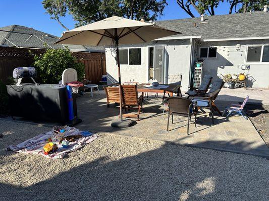 300 sq ft paved patio with paved border