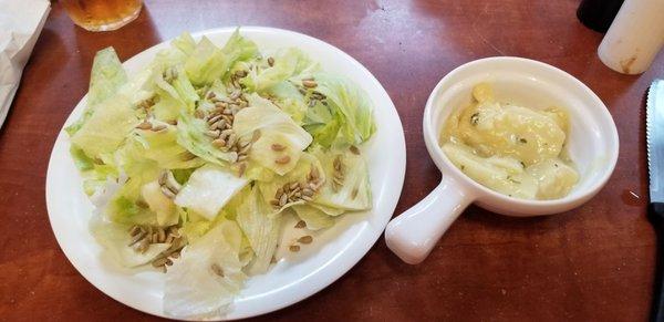 Lettuce & chicken & dumplings. Canned chicken & undercooked dumplings.