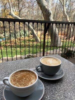 Dirty chai latte and caramel latte