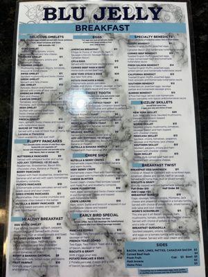 Breakfast menu